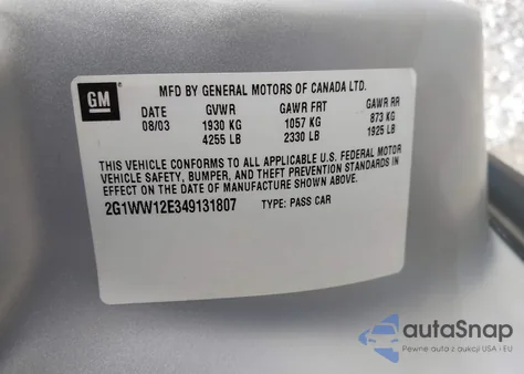 2004 Chevrolet Monte Carlo Ls из США, поврежденный, VIN 2G1WW12E349131807